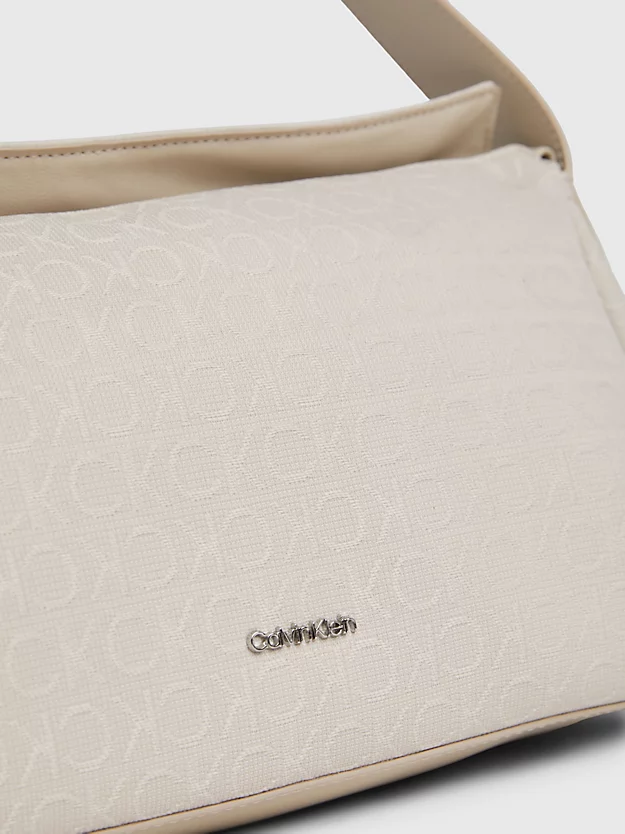 Bolsa de ombro em jacquard com logotipo.