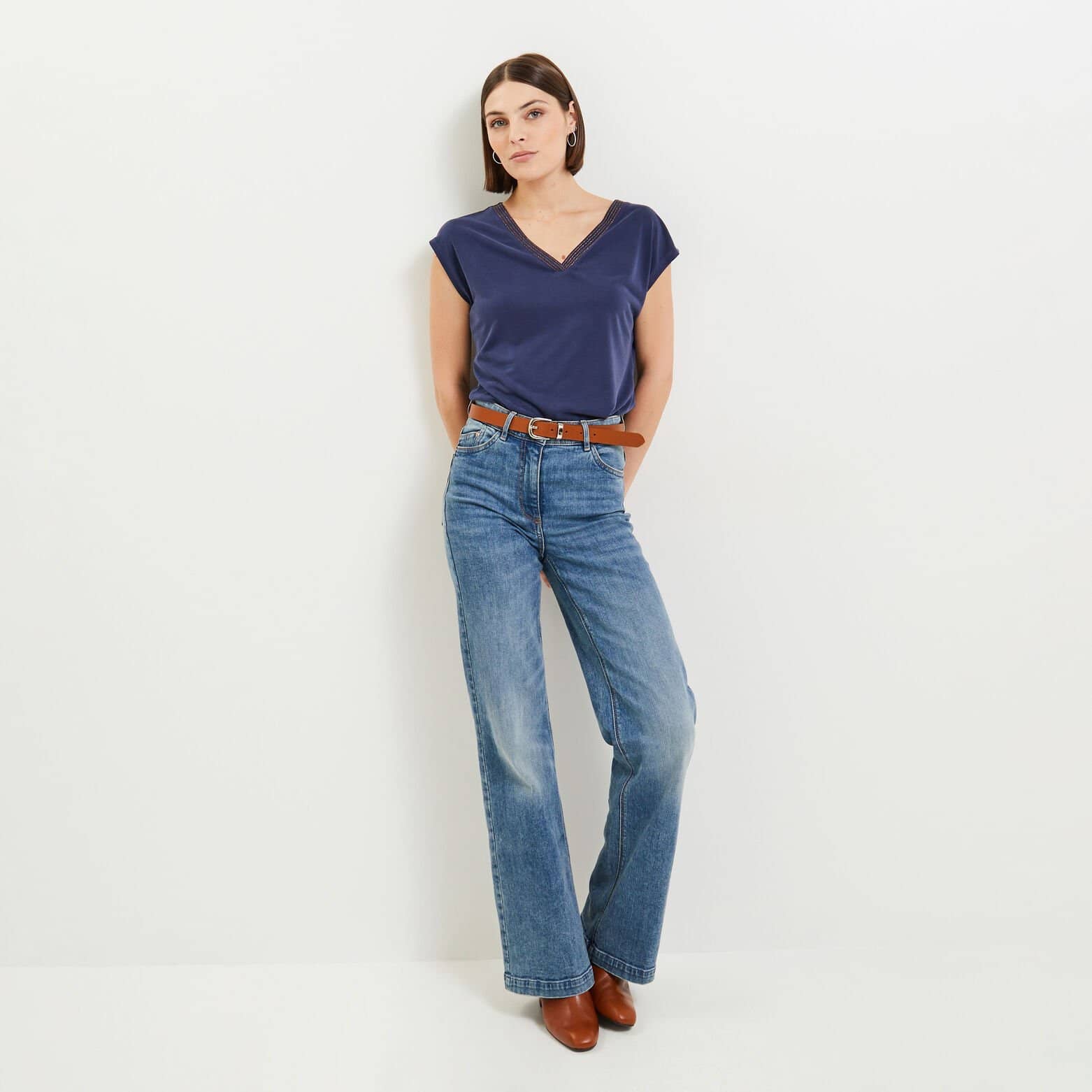Tshirt col V femme