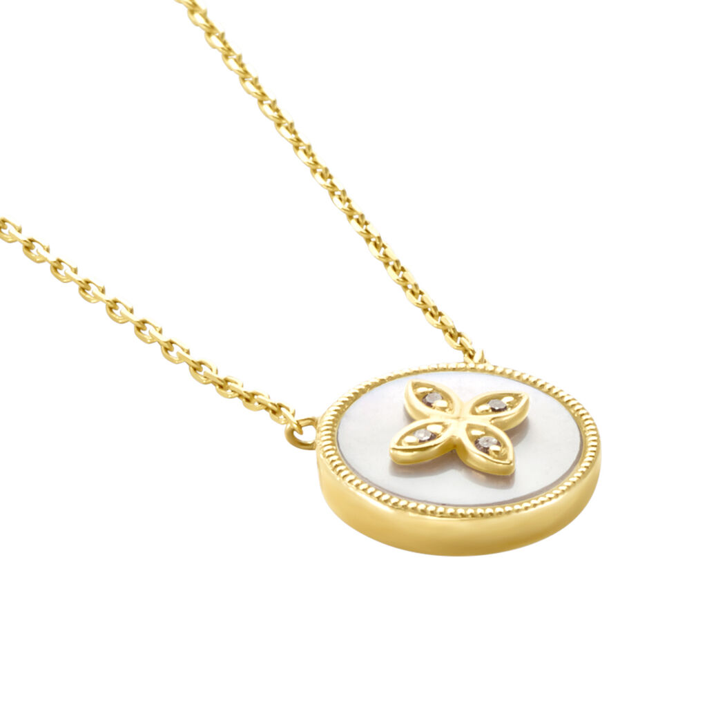 Collier Talisman Or Jaune Nacre Diamant