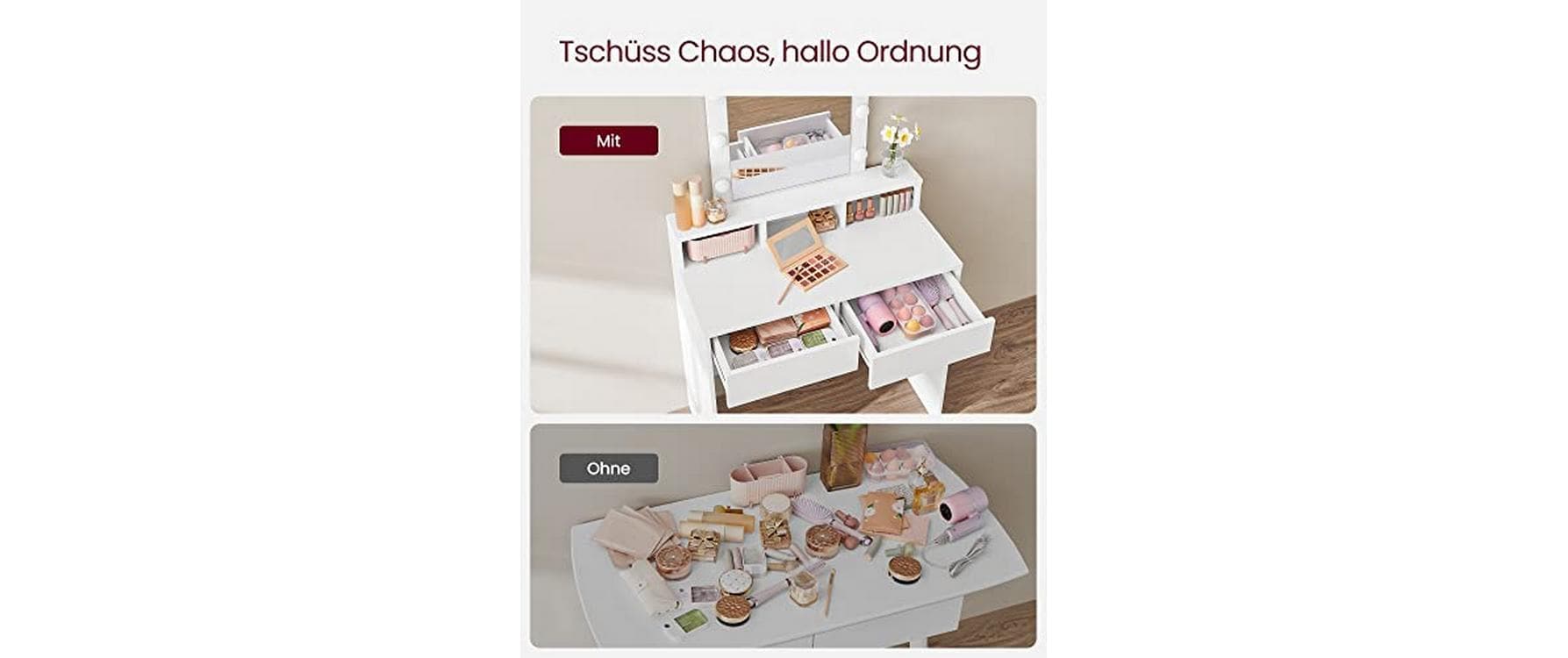 Schminktisch mit Spiegel Weiss<br>Kosmetiktisch