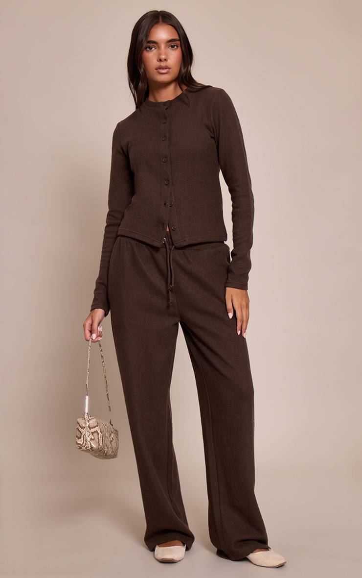 Chocolat Jogging Jambes Larges Toucher Doux