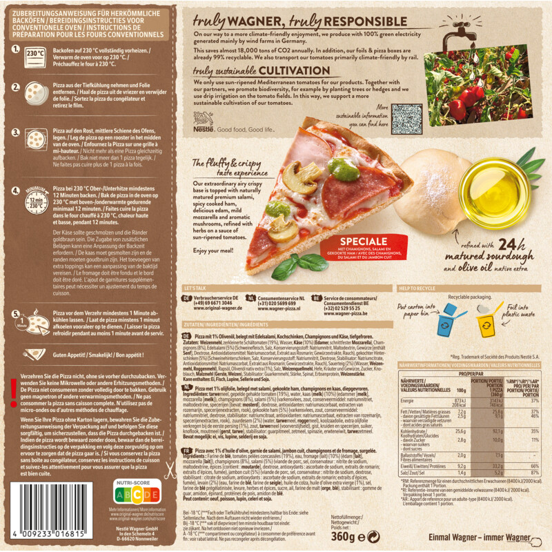 Wagner Sensazione pizza speciale salami ham