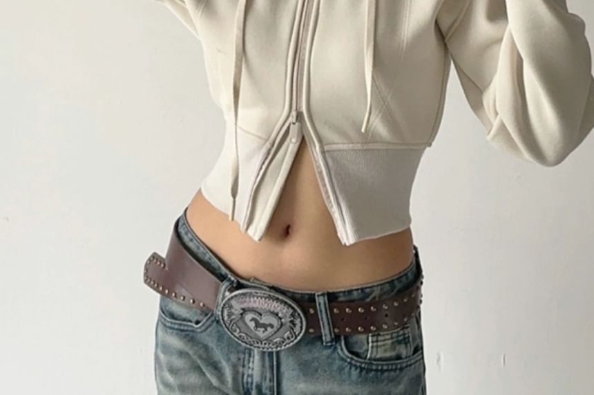 Ulark - Effen cropped hoodie met rits