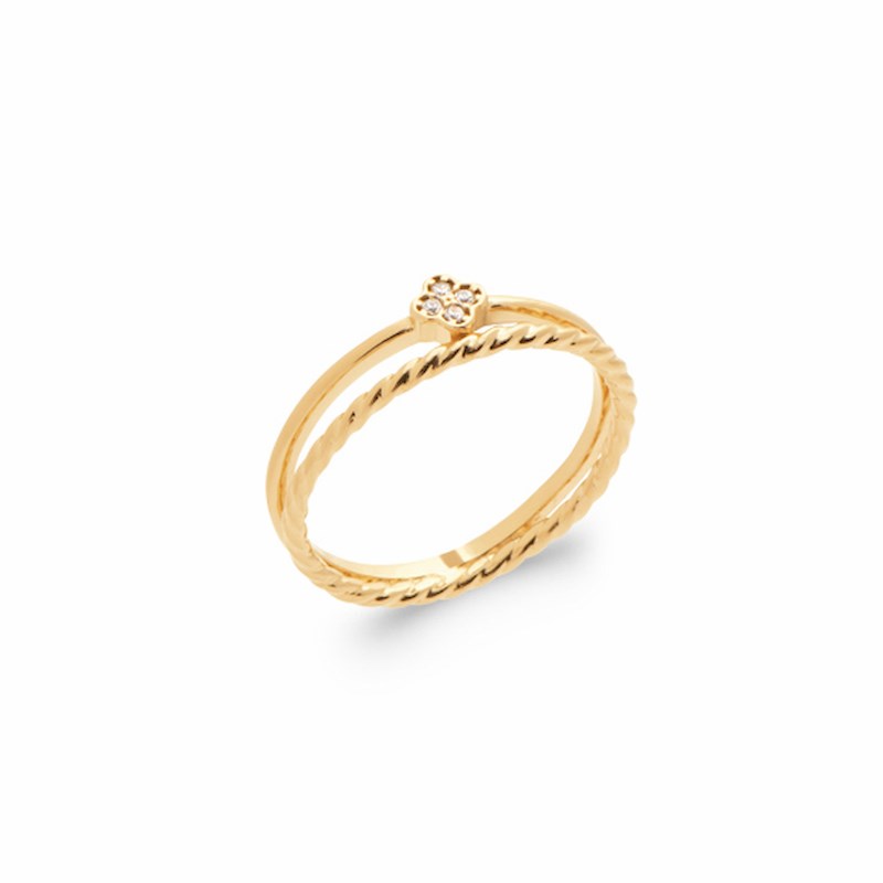 Bague Fine Double Torsadée Croix Tendance Plaqué Or