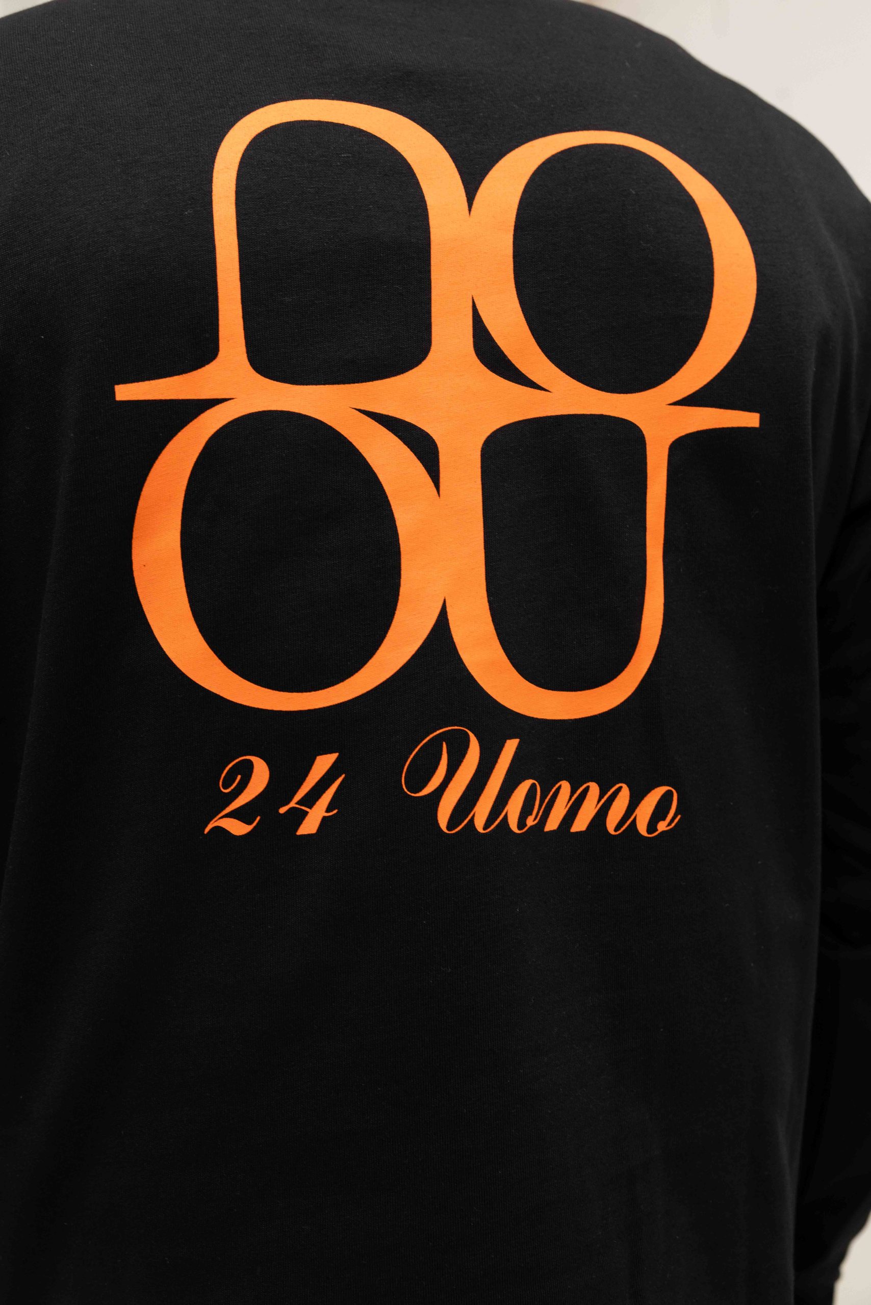 24 Uomo Symbol Longsleeve Shirt Heren Zwart/Oranje