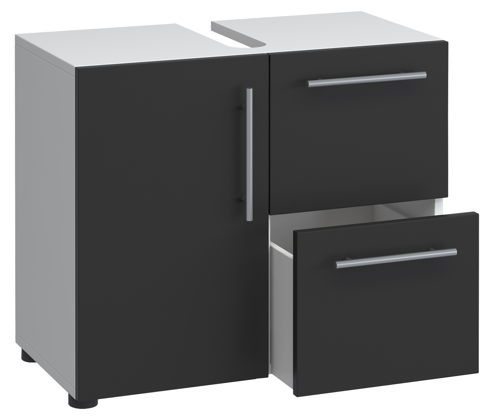 Badunterschrank FLANDU - weiß-schwarz - 61 cm breit