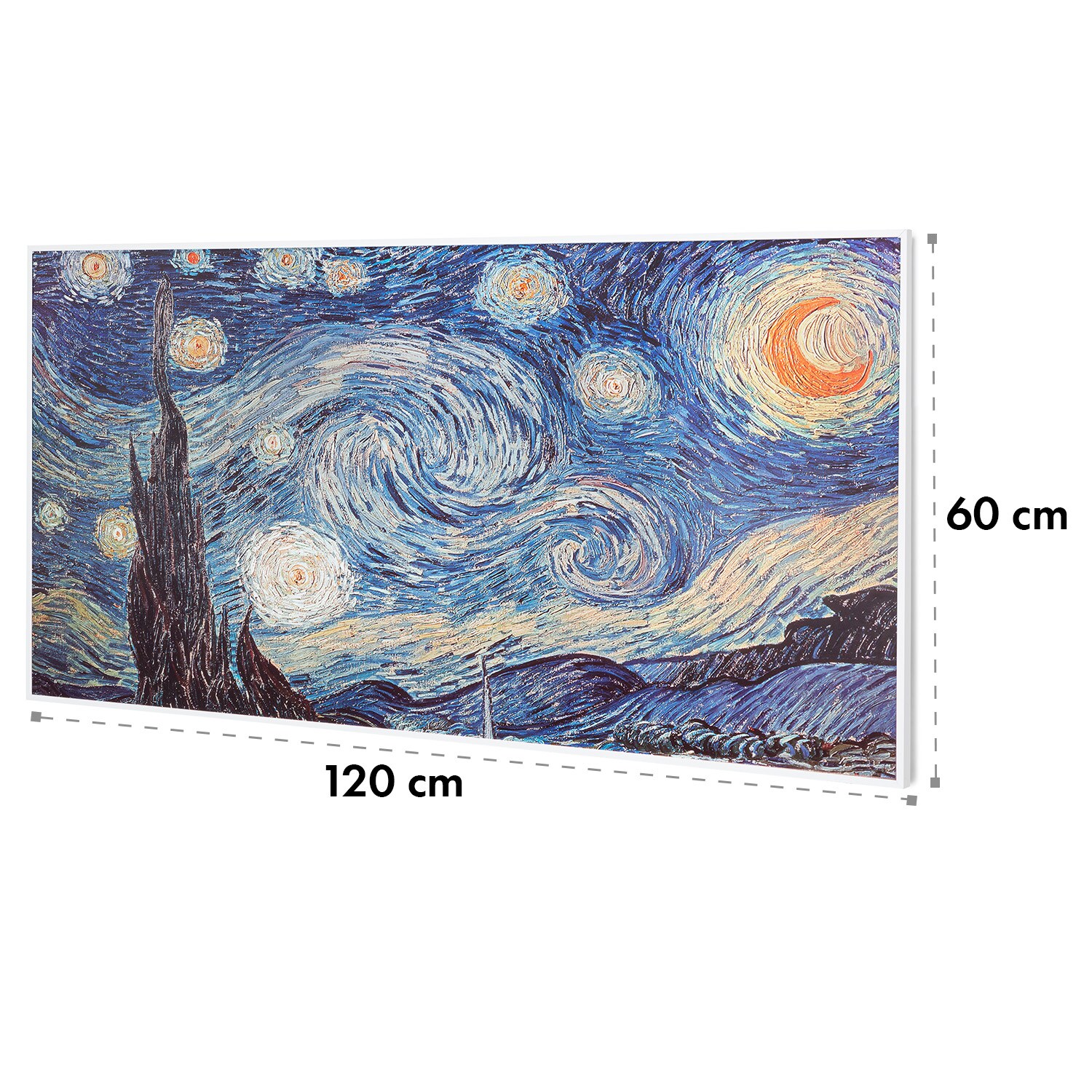 Wonderwall Air Art Smart Infrarotheizung 120x60cm 700W Wandinstallation App-Steuerung Sternennacht