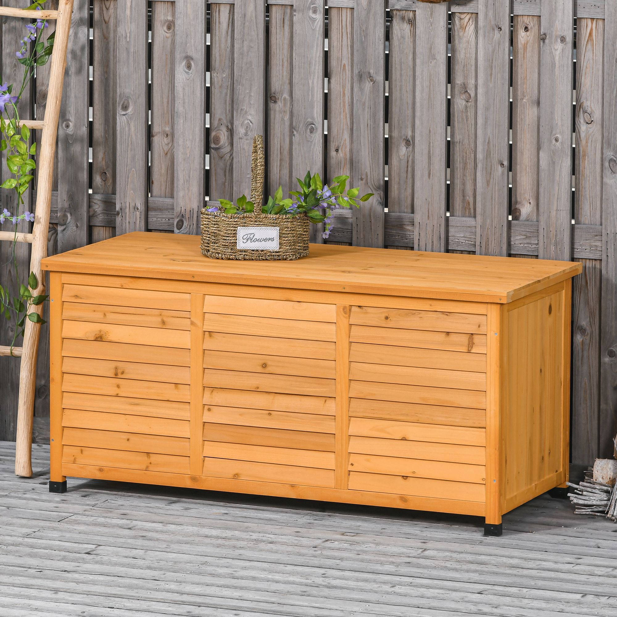 Outsunny Gartentruhe mit Stauraum 127 x 56 x 60 cm(LxBxH)