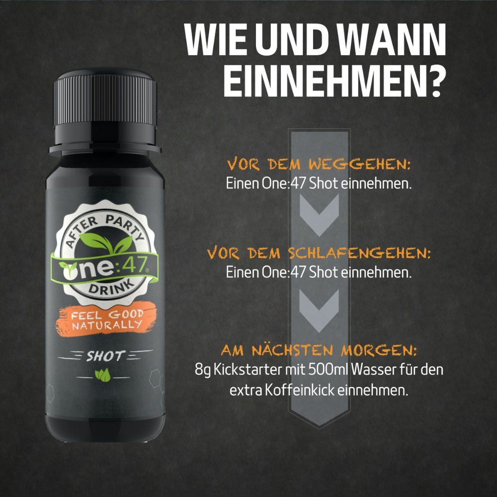 one:47® After Party Shots mit Elektrolyten und Vitaminen