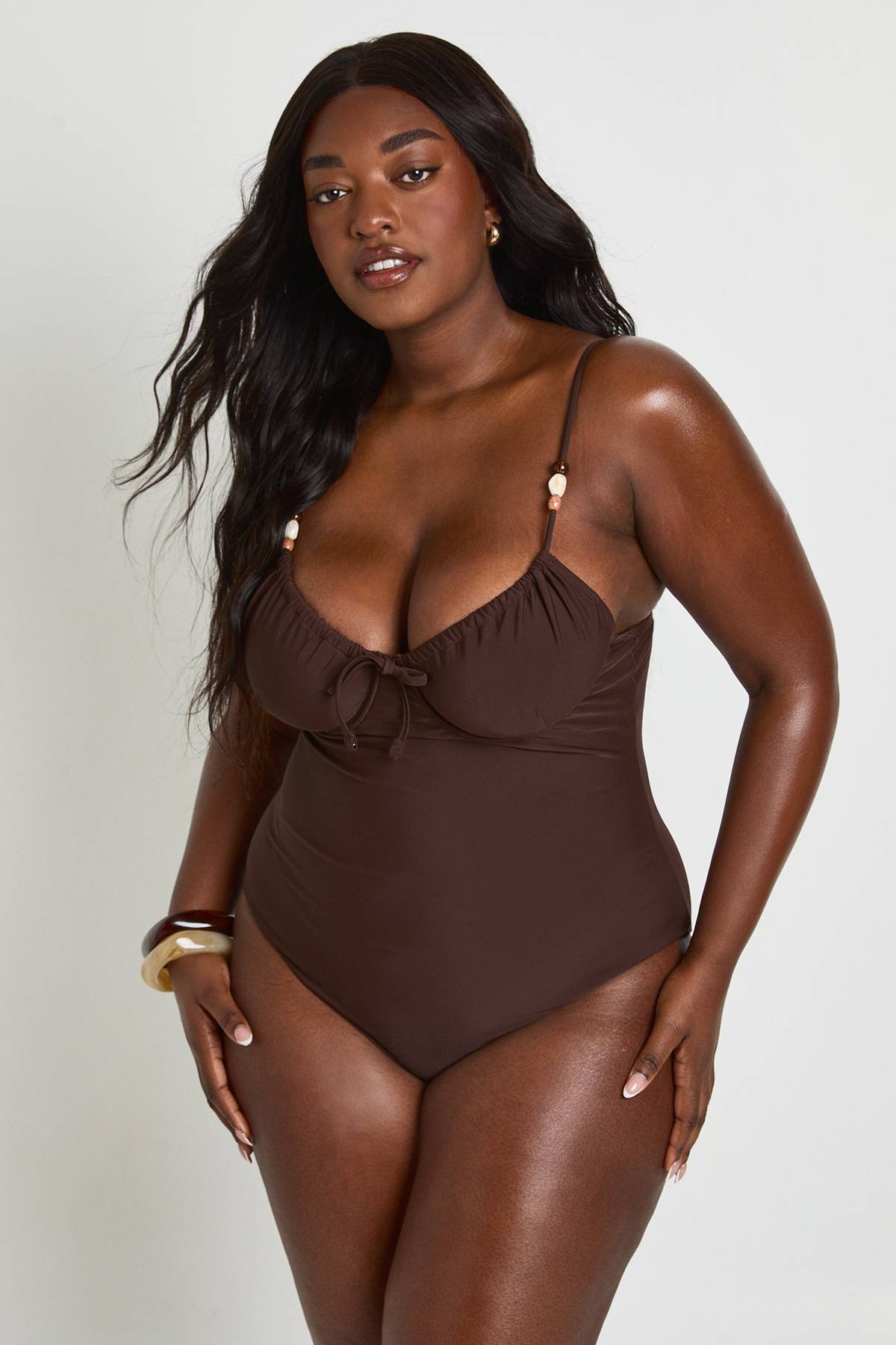 boohoo Maillot De Bain Balconnet Grande Taille Avec Détail De Perles