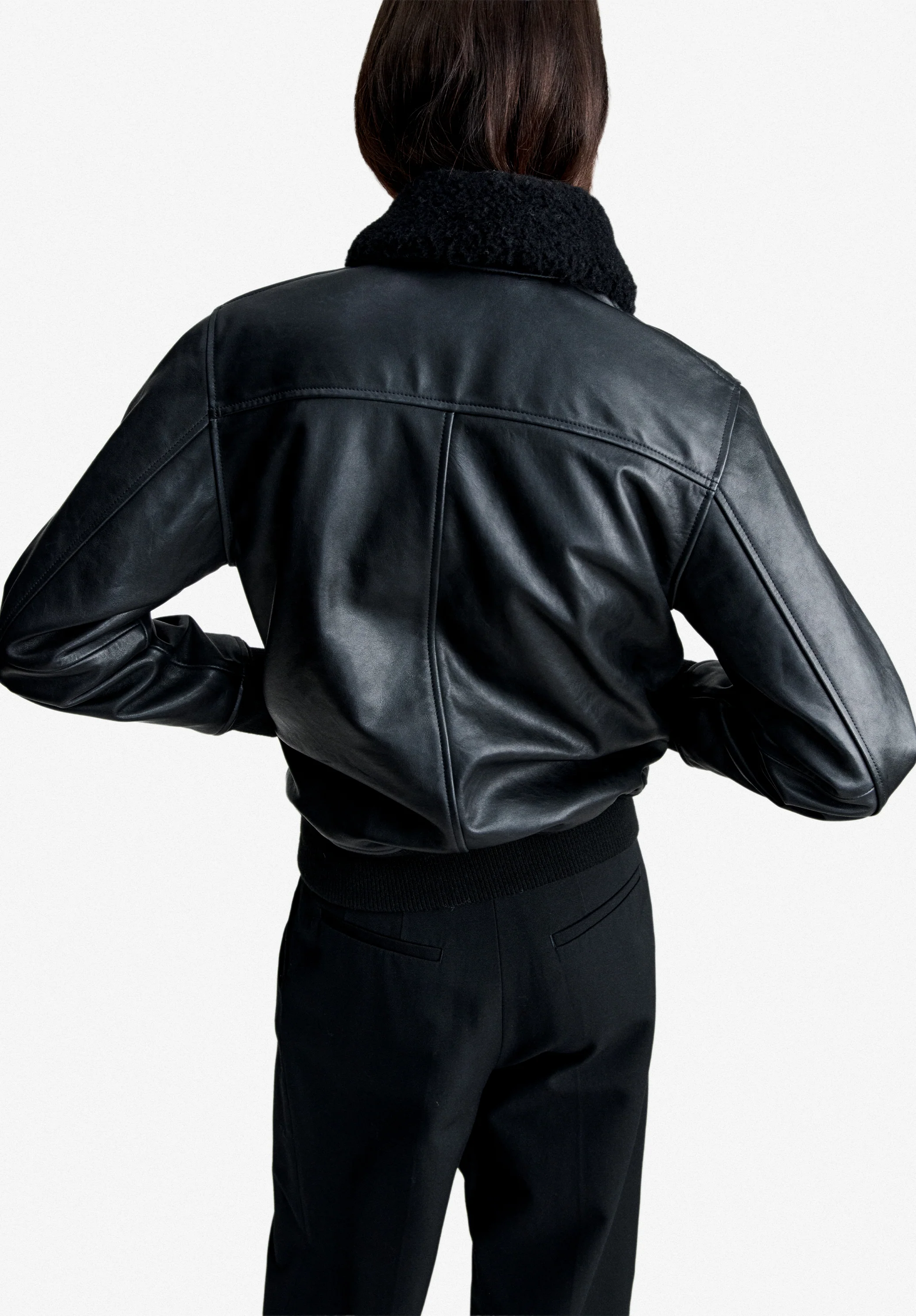 Bombardier noir en cuir - Noir