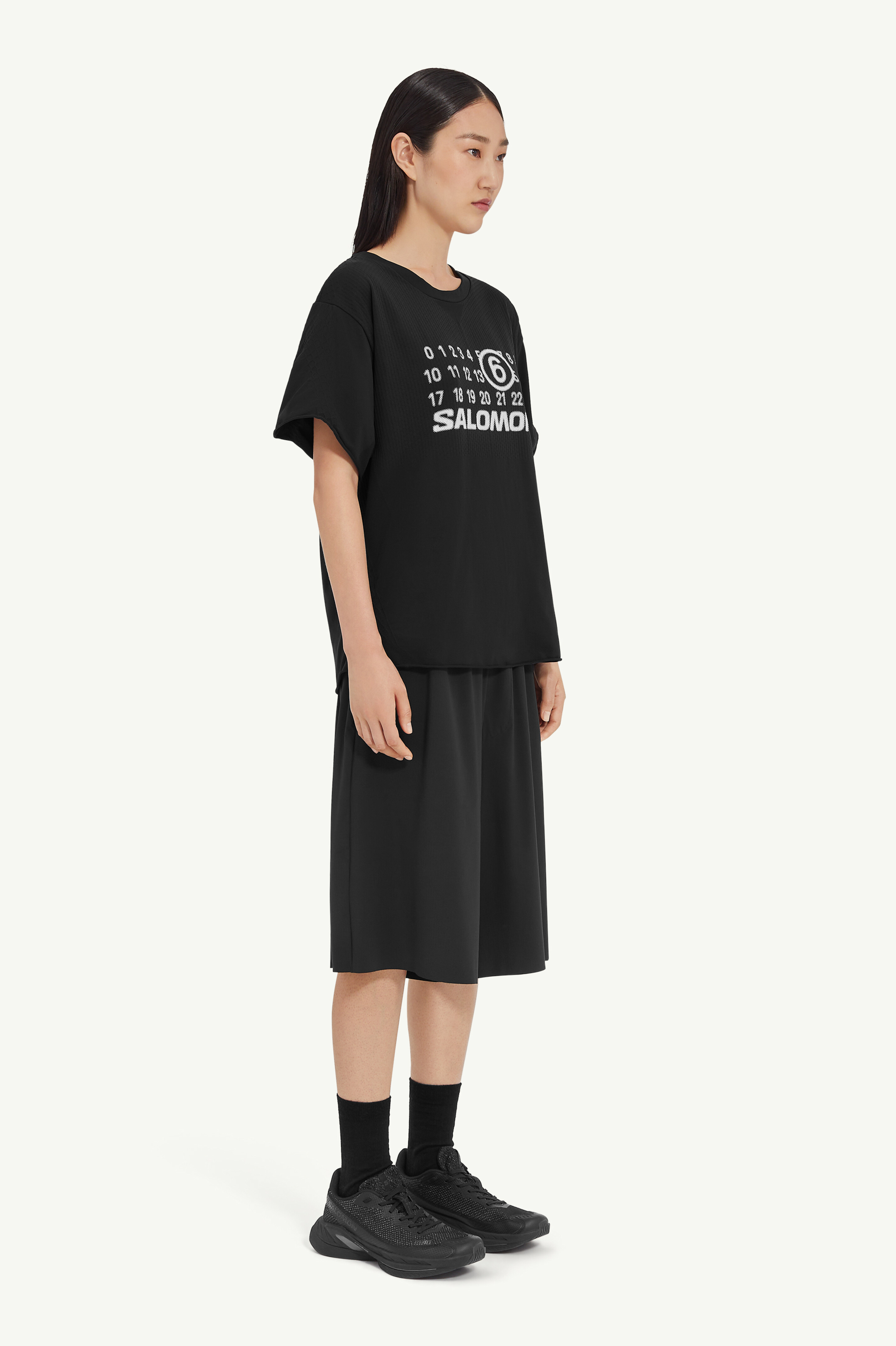 Black Nylon Seamless T-Shirt Noir
