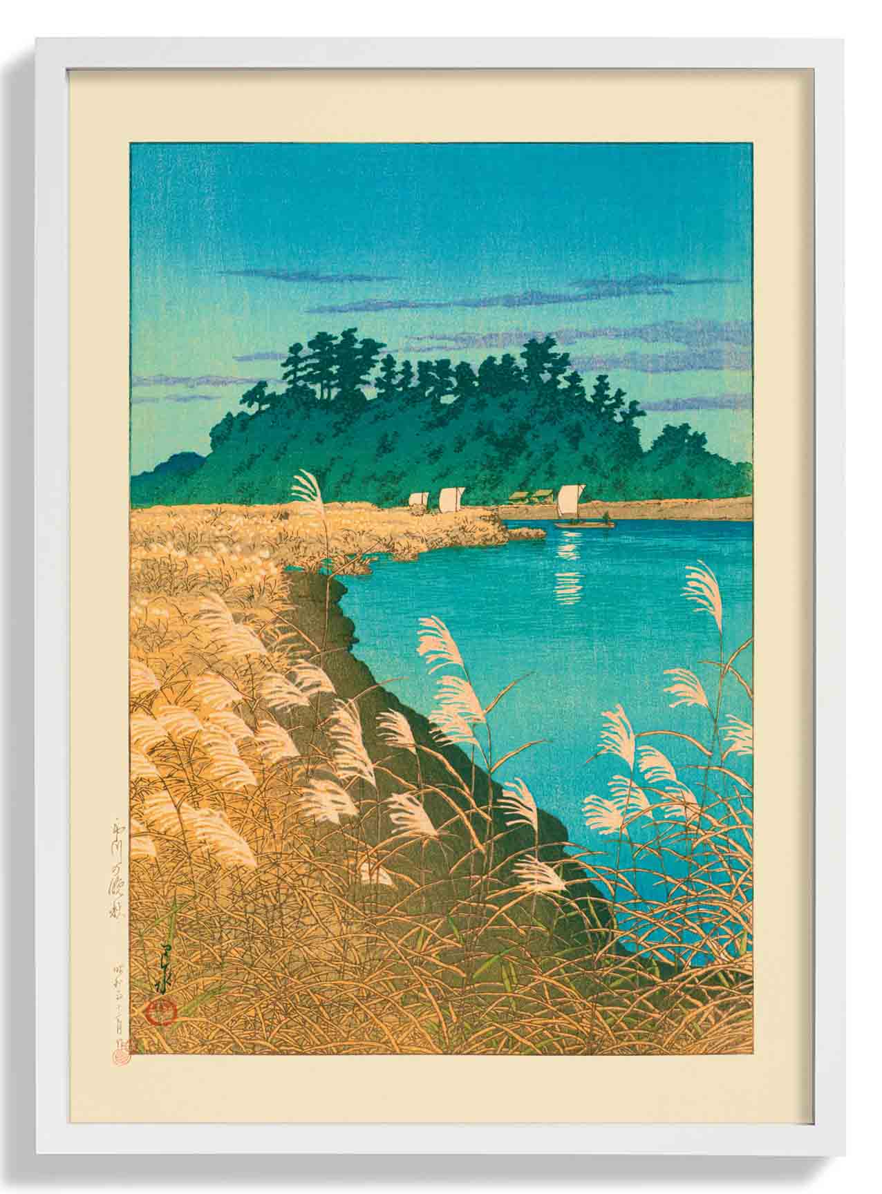 Spätherbst in Ichikawa Kunstdruck von Hasui
