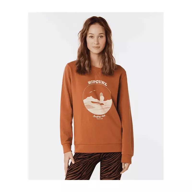 Sweat femme RIPCURL Re-Entry Crew Light Brown