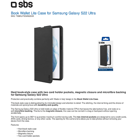 SBS Samsung S22 Ultra wallet - sort