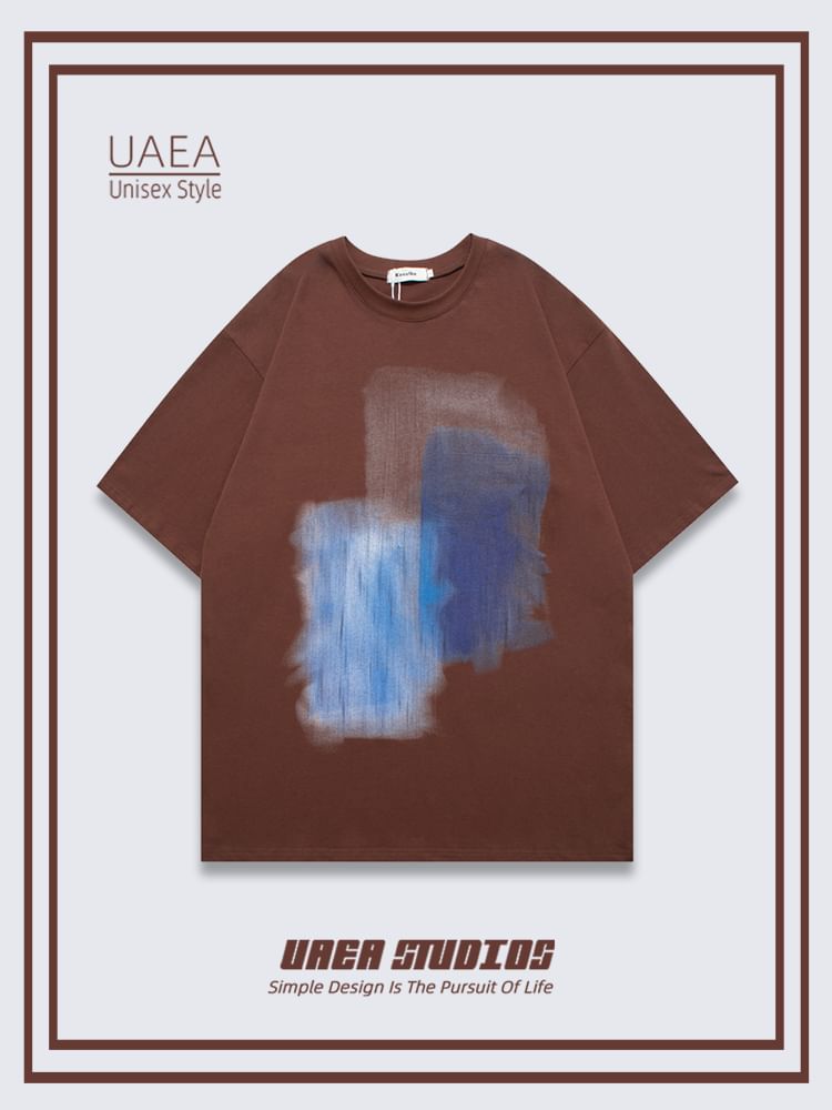 Chuoku - T-shirt met korte mouwen, ronde hals en patroonprint