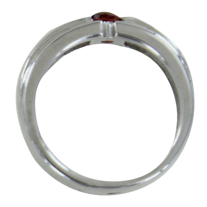 Bague Argent Rhodié Large Grenat Rond