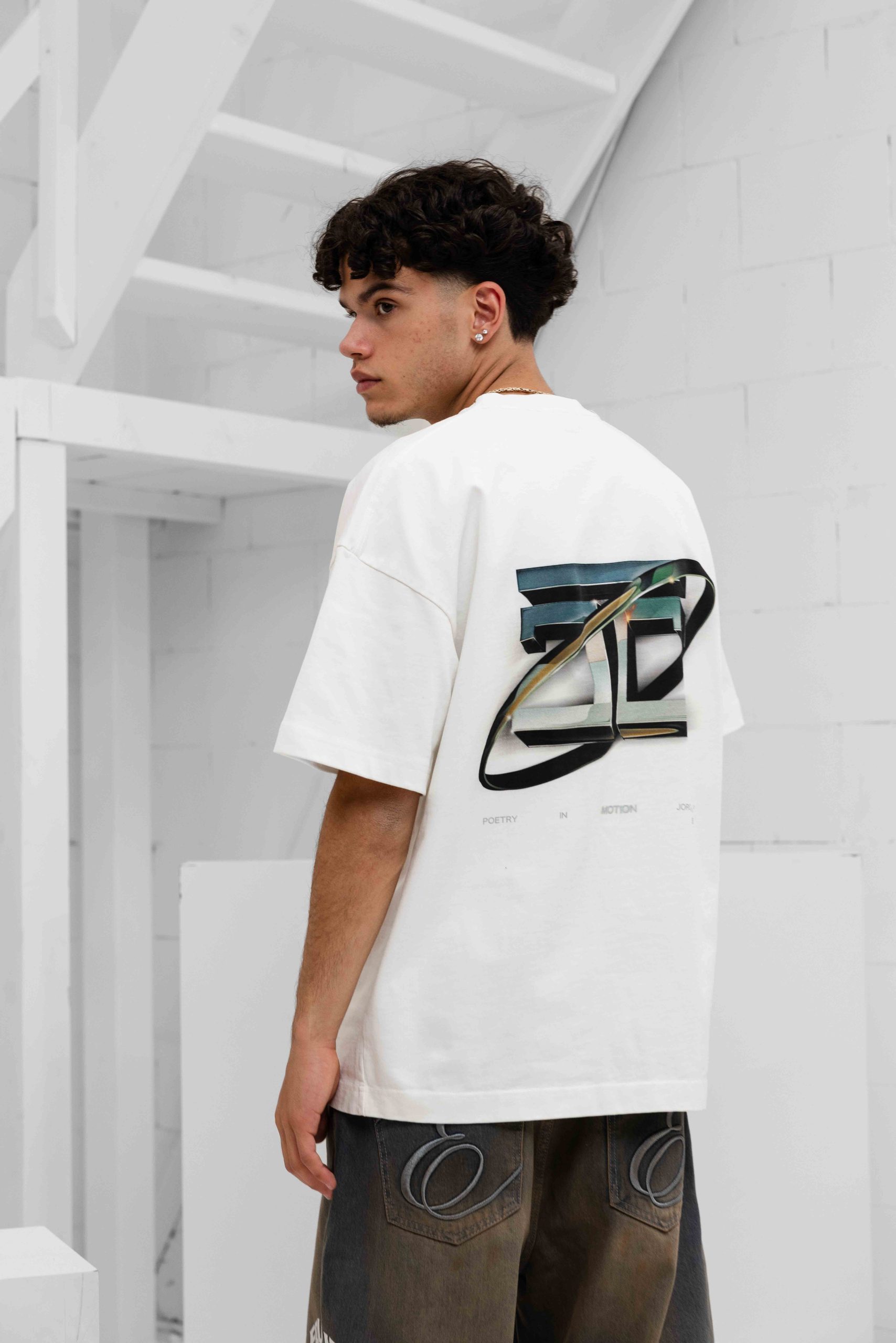 Jorcustom Poetry ln Motion Loose Fit T-Shirt Heren Wit