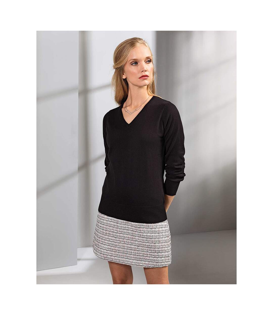 Premier - Pull à col en V - Femme (Noir) - UTRW1132