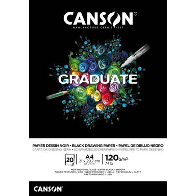 Canson Graduate - Bloc dessin - 20 feuilles - A4 - 120 gr - noir