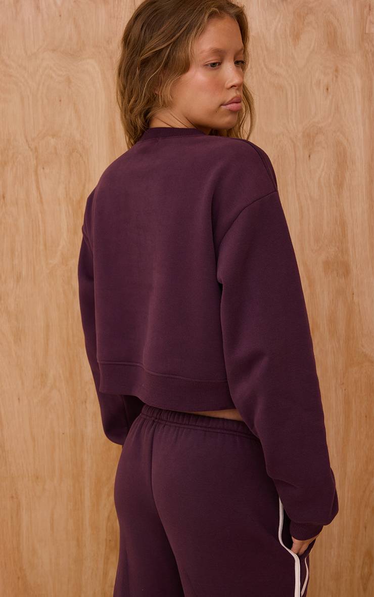 Prune Sweat-shirt Court Imprimé Sports Club