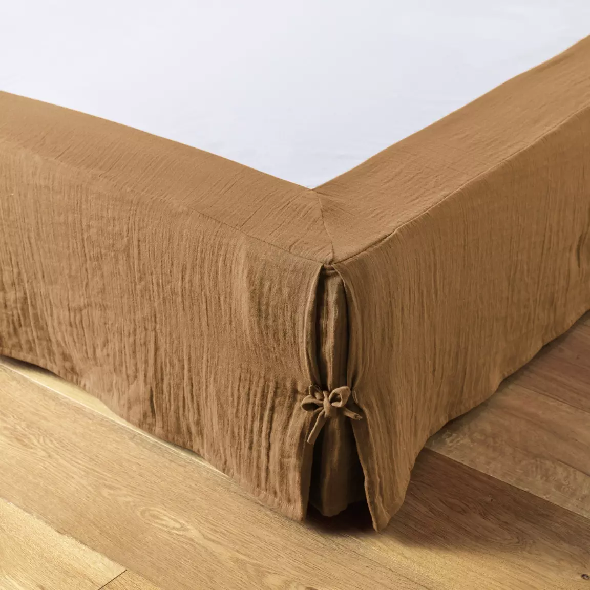 Cache-sommier Gaze de coton (160 x 200 cm) Gaïa Camel