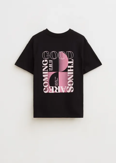 T-shirt met print good things zwart (ZWART)