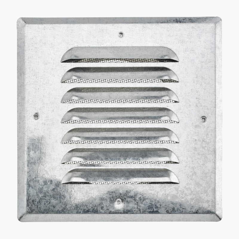 Ventilasjonsgitter, stusstilkobling, kvadratisk, 100 mm