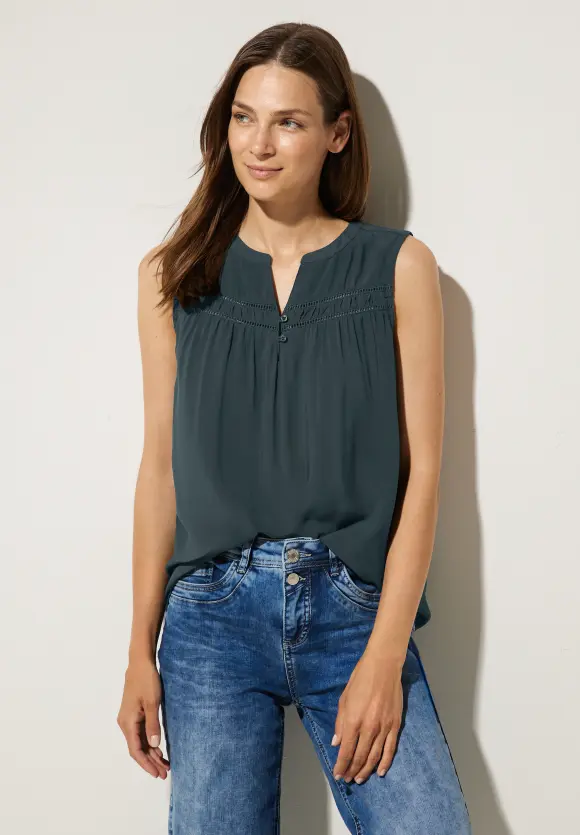 Viskosebluse mit Häkeldetail - cool vintage green