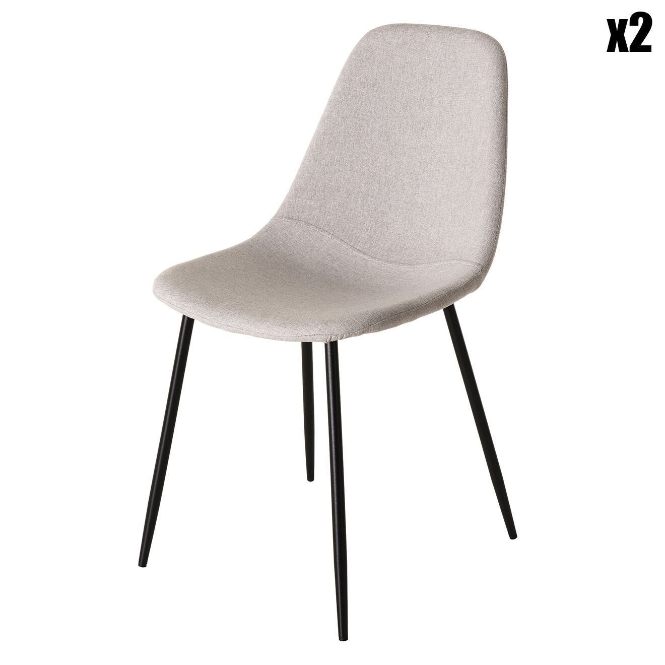 Macabane 2 Chaises Augustin beiges - 43x53x80 cm