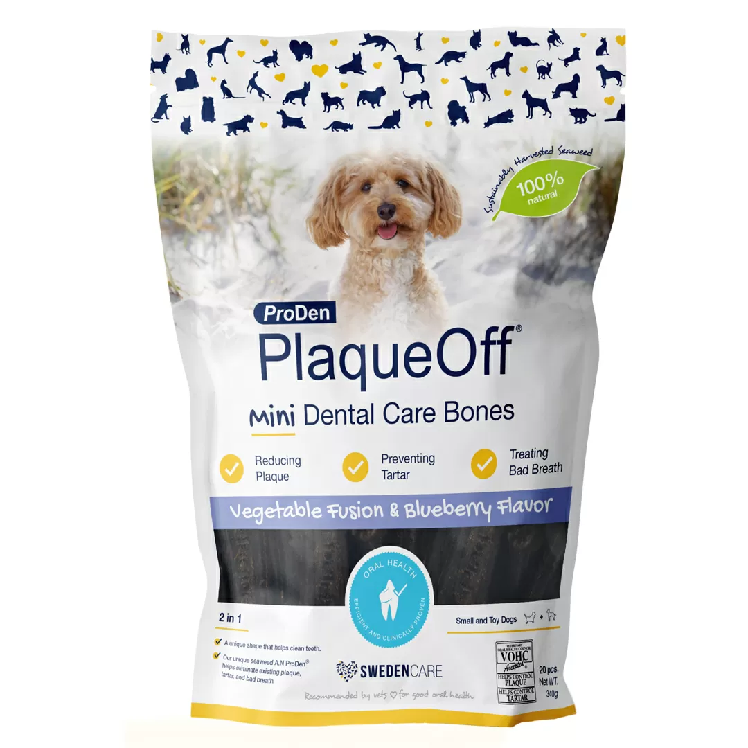 Swedencare PlaqueOff Mini Dental Bones Blueberry - 20 stk.