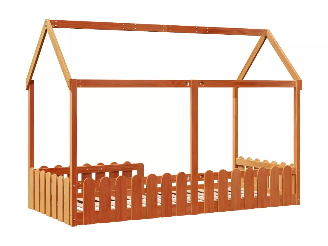 Cadre de lit d'enfants forme de maison 90x190cm bois massif pin