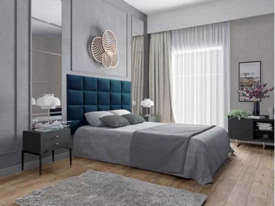 Panneaux muraux tête de lit - 200 cm - Velours - Bleu - BARTEL de Pascal Morabito