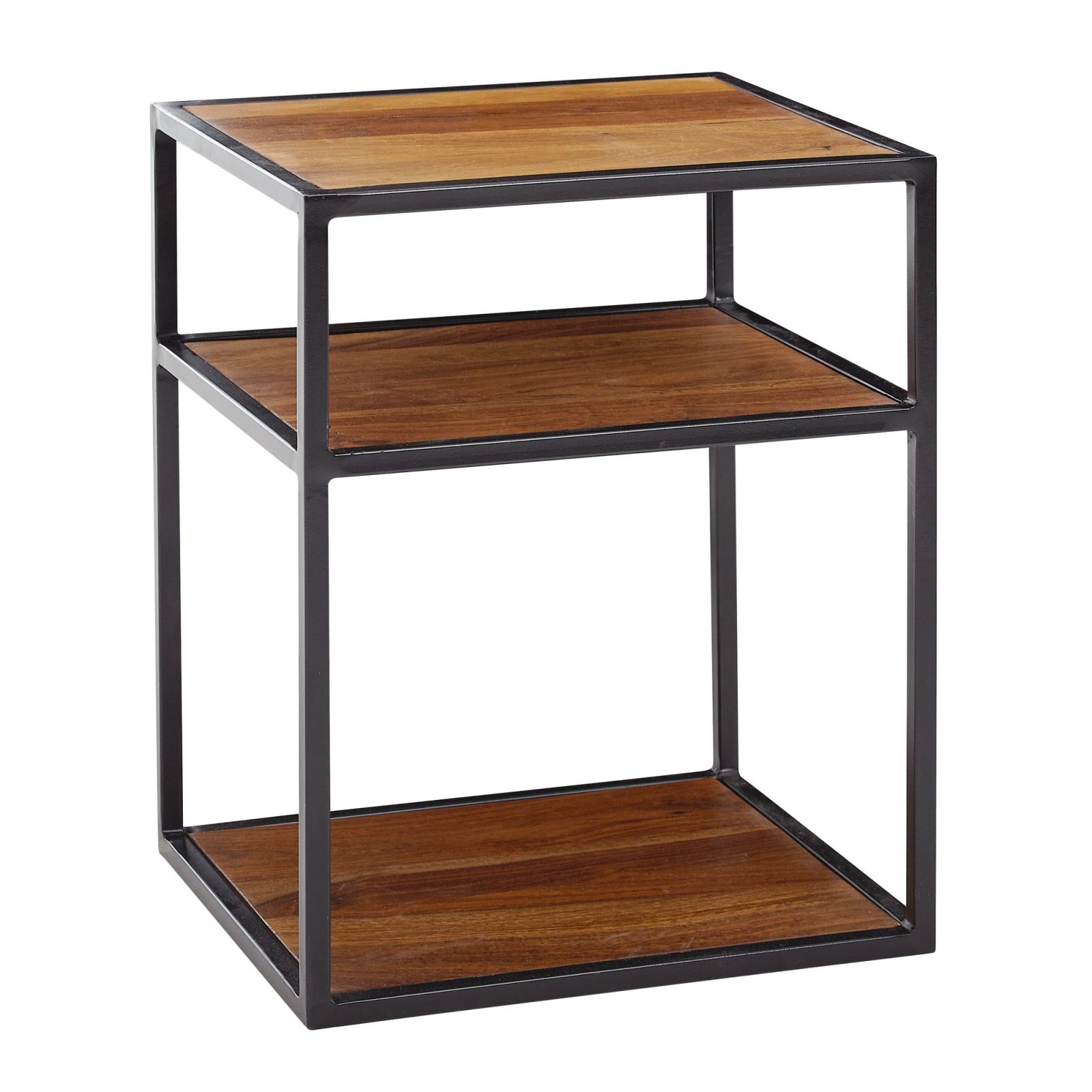 Nachtkonsole - Sheesham Massivholz - 3 offene Fächer - 40 cm