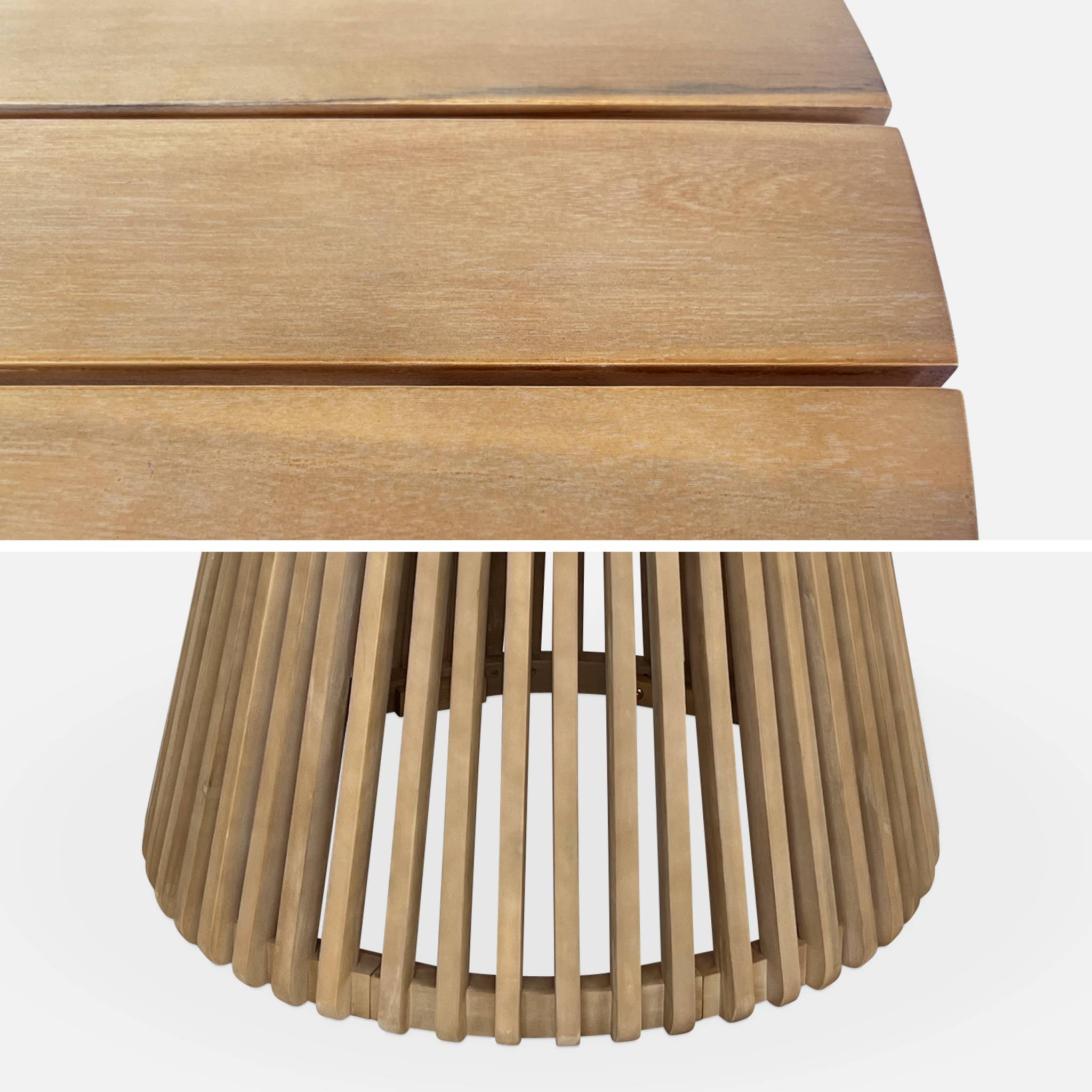 Table à manger en bois d'acacia. 4 places. Intérieur et extérieur