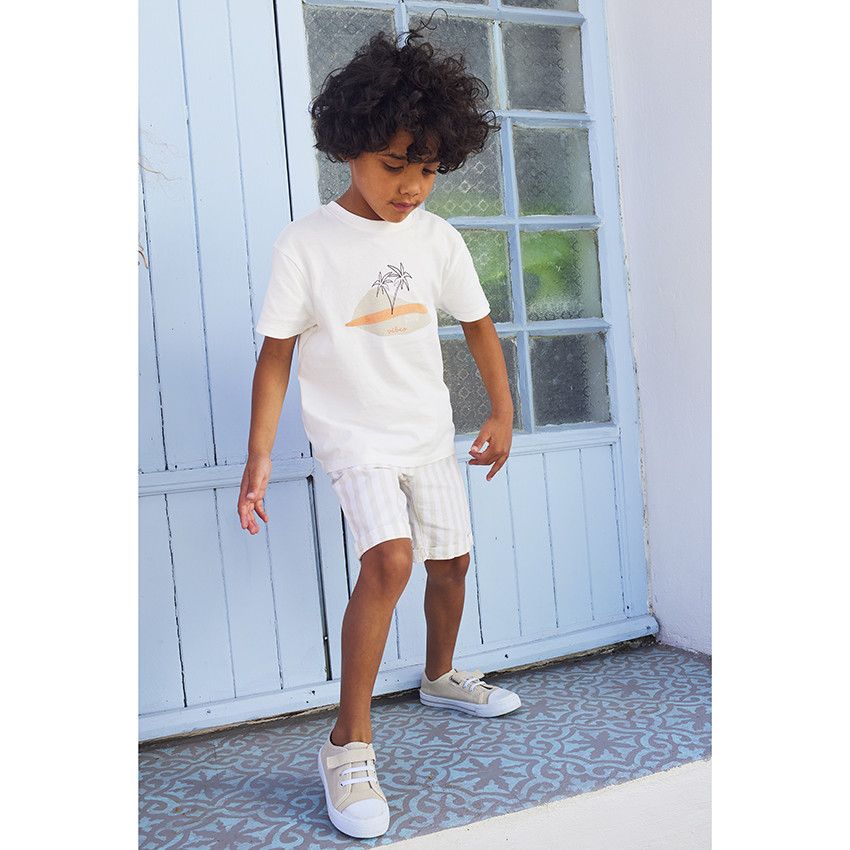 T-shirt manches courtes print désert pour garçon - Ecru