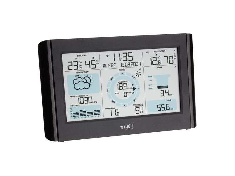TFA Dostmann Wetterstation Weather Pro Funk-Wetterstation mit Sender und Wind- und Regenmesser