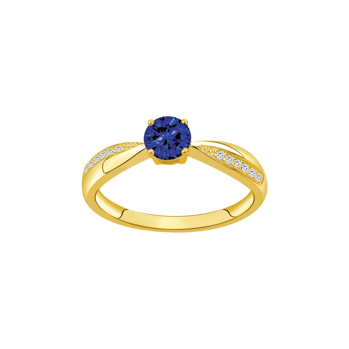 Bague en Plaqué Or avec spinelle bleu saphir