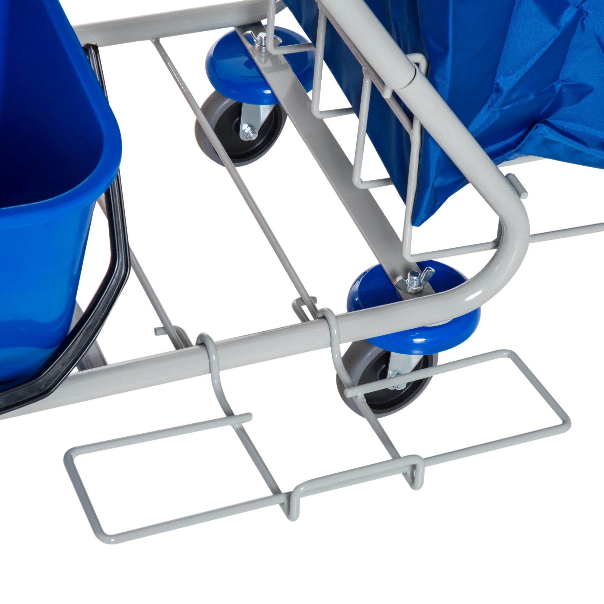 HOMCOM Putzwagen mit 4 Fahreimern blau, orange 100 x 70 x 103 cm (LxBxH)