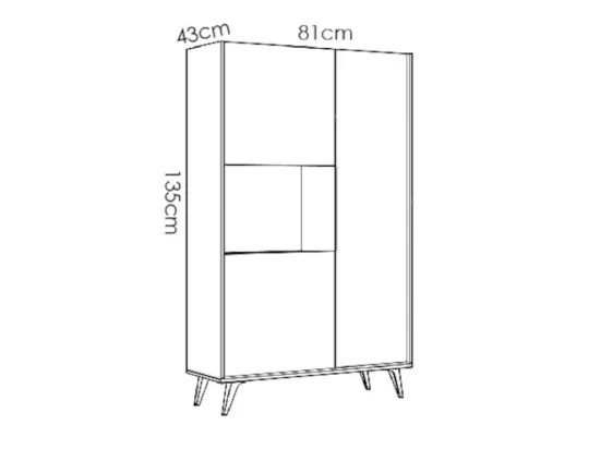 Buffet haut KOLYMA - 3 portes & 1 niche - Coloris : Chêne & Anthracite