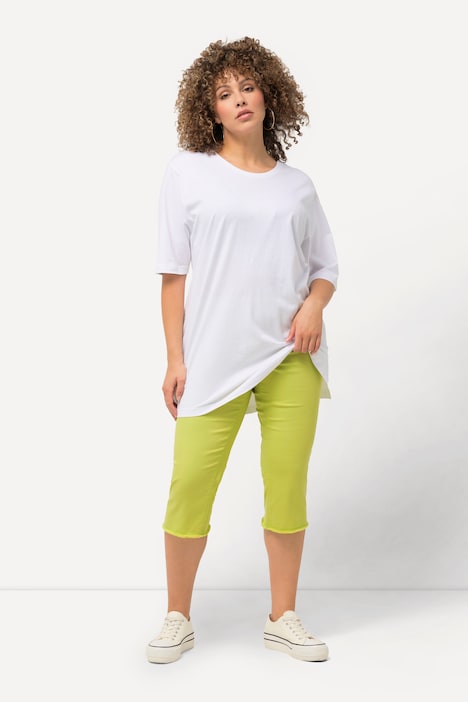 Caprihose Sienna, Fransensaum, schmales Bein, Stretch