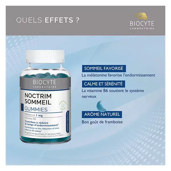Biocyte Noctrim Gomas para Dormir e Ajudar a Adormecer, Melatonina, 60 Gomas