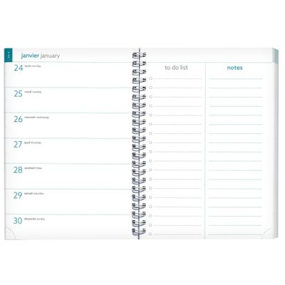 Agenda de bureau Mini Labo EasyTime 21S Spiralé - 1 semaine sur 2 pages - 15 x 21 cm - Blanc - Exacompta