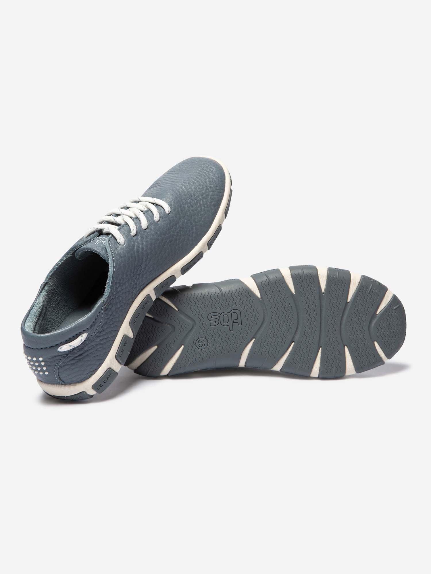 Tennis Femme Confort Cuir Bleu