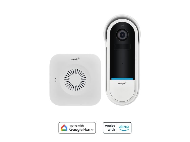 omajin by Netatmo OMA-OVD-01-EU Kabellose Videotürklingel Vernetzte Türklingel mit Kamera, 2-Wege-Audio, Nachtsicht und 10 Monaten Akkulaufzeit