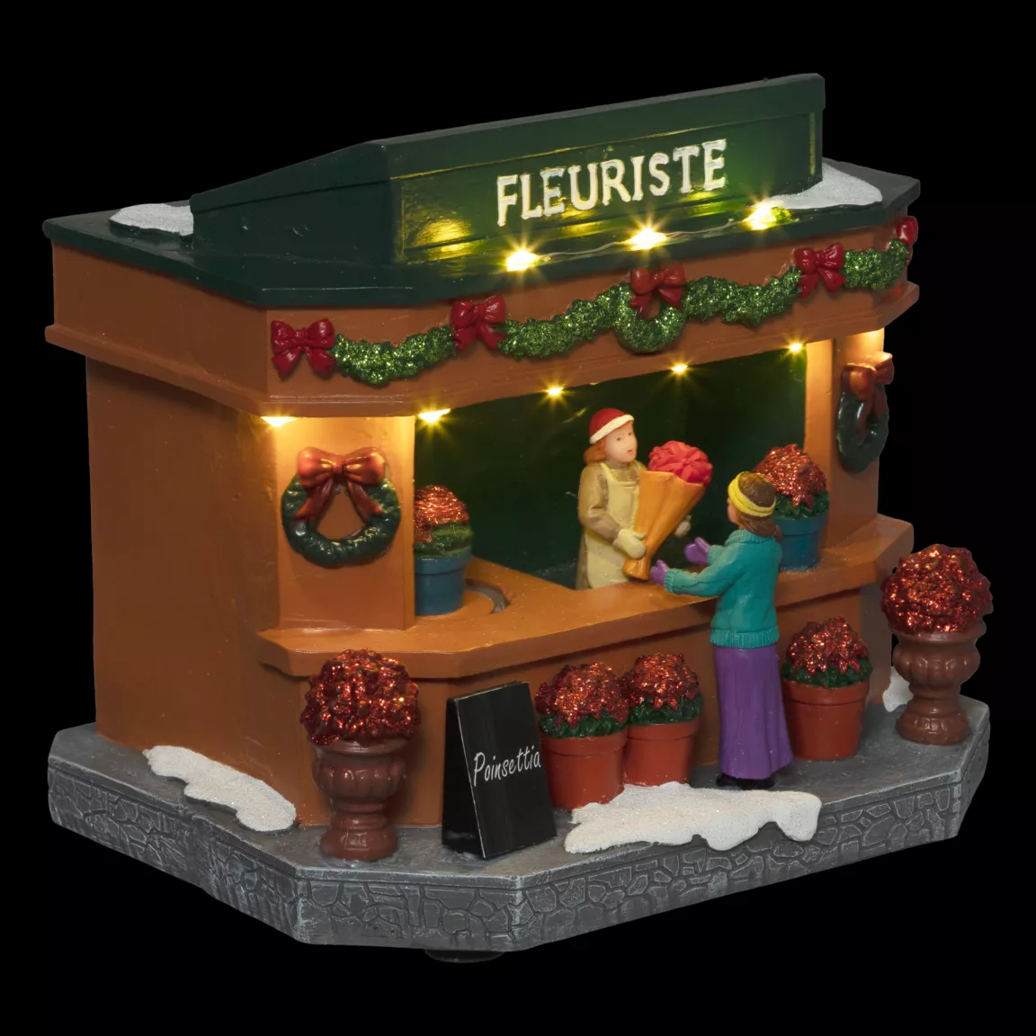Scène de vie illuminée à piles (H17 cm) Fleuriste
