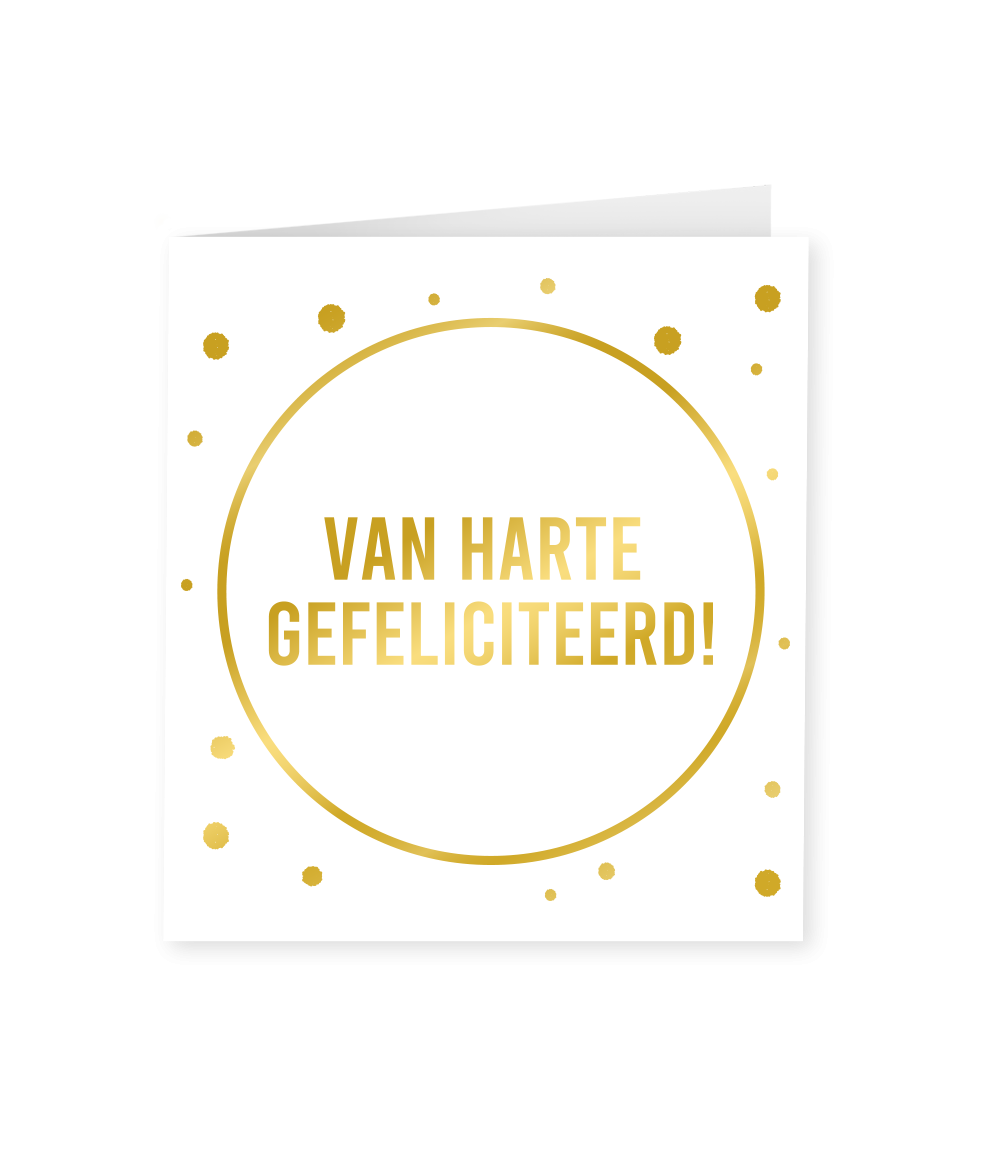 Kaart Van Harte Gefeliciteerd Goud Wit 15cm