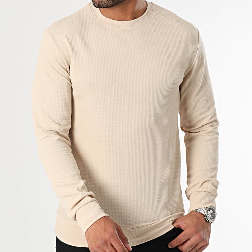 Sweat Crewneck Texturé Waffle 0544 Beige Clair