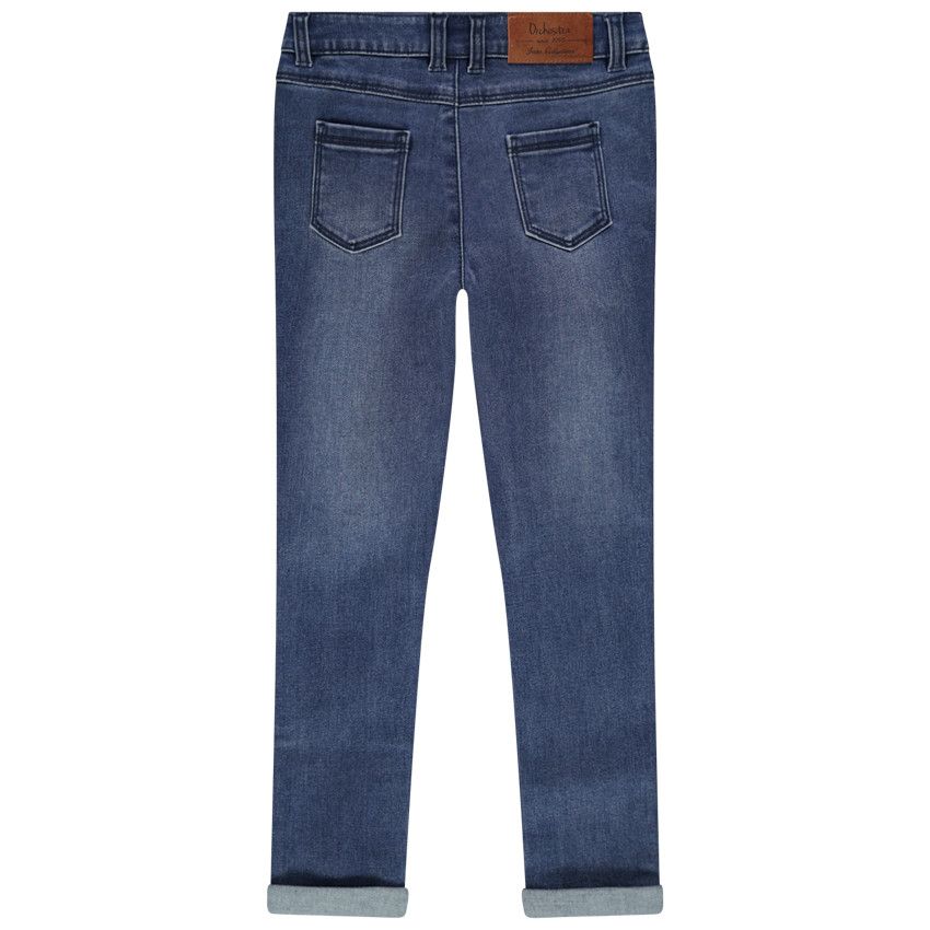 Jean effet used et crinkle coupe skinny - Bleu moyen