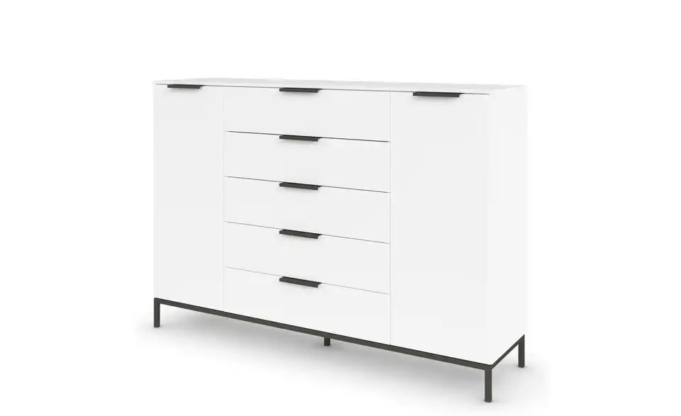Highboard Weiß Weiß Front: Dekor, Oberboden: Dekor 160 cm Graphit